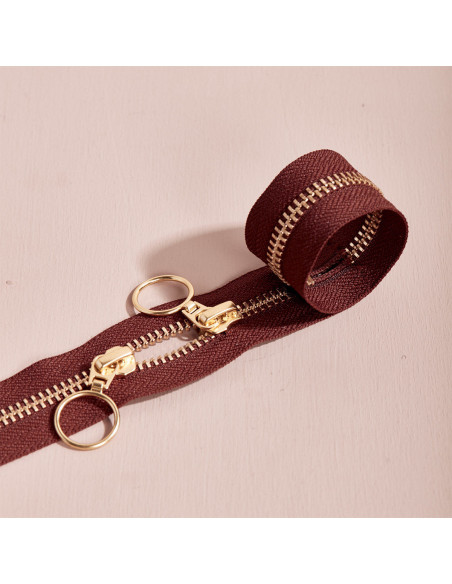 Fecho de correr duplo Gold e Rust 40 cm - Atelier Brunette