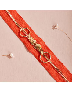 Fecho de correr duplo Gold e Tangerine 40 cm - Atelier Brunette
