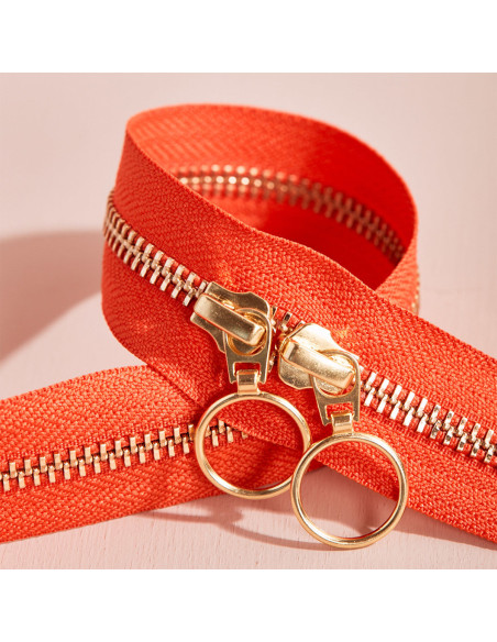 Fecho de correr duplo Gold e Tangerine 40 cm - Atelier Brunette