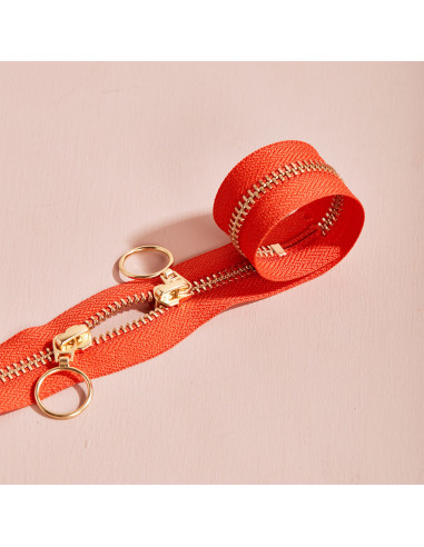 Fecho de correr duplo Gold e Tangerine 40 cm - Atelier Brunette