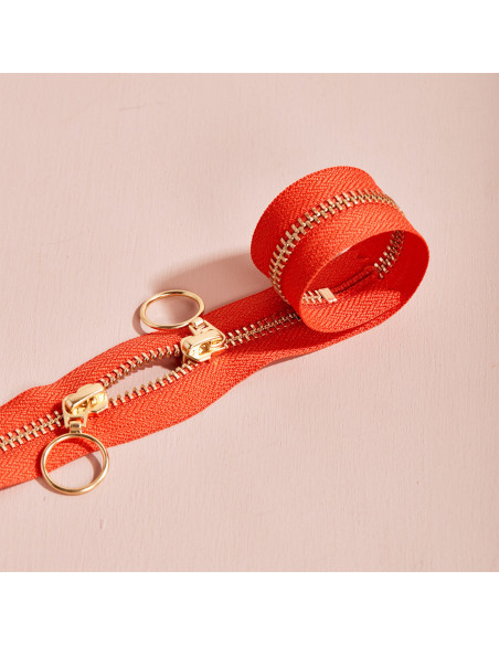Fecho de correr duplo Gold e Tangerine 40 cm - Atelier Brunette