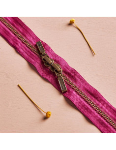 Fecho de correr duplo Latão e Dahlia 40 cm - Atelier Brunette
