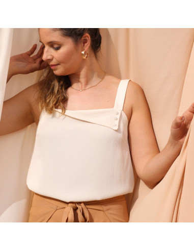 Tecido crepe Marroquino de viscose Branco Quebrado - La Maison Naïve