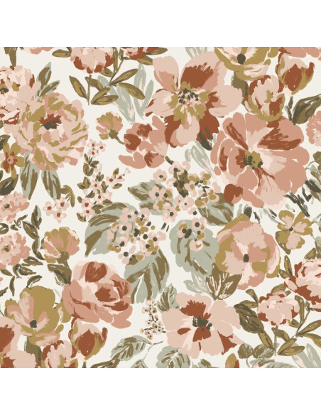 Tecido crepe marroquino de viscose Jardim Branco quebrado - La Maison Naïve