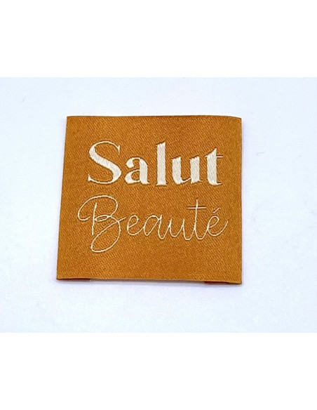 Conjunto de 5 etiquetas tecidas para costurar Salut Beauté - Açafrão