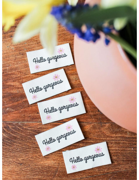 Conjunto de 5 etiquetas para costurar - Hello gorgeous