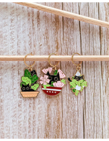 Conjunto de 3 marcadores de malha - Gatos selvagens