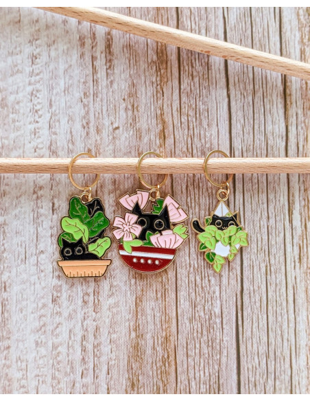 Conjunto de 3 marcadores de malha - Gatos selvagens