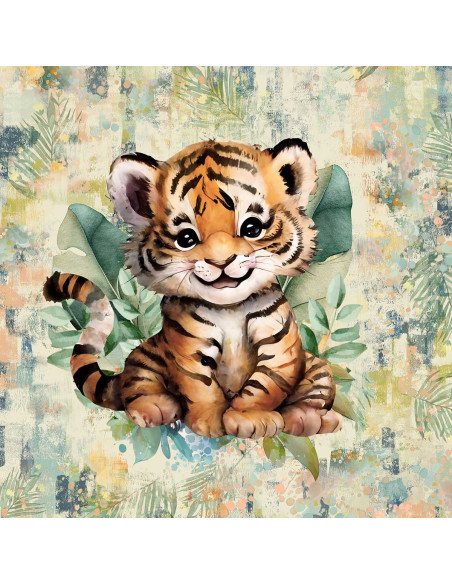 Painel de tecido moletom leve 40 cm x 50 cm - Tigre tropical