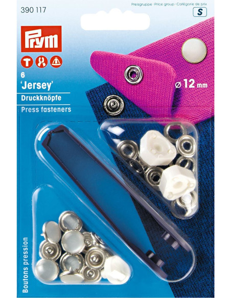 Caixa de 6 botões de pressão de jersey Nacarado com ferramenta 12 mm