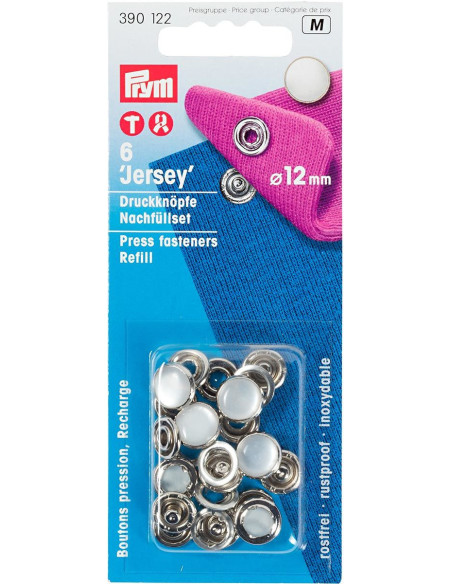 Recarga de 6 botões de pressão jersey 12 mm Nacarado