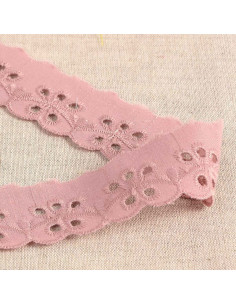 Bordado Inglês flores festonado Inaya - Rosa velho