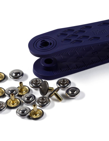 Caixa de 24 rebites de 9 mm com ferramenta - Prata e Preto