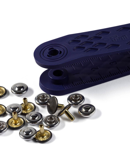 Caixa de 24 rebites de 9 mm com ferramenta - Prata e Preto