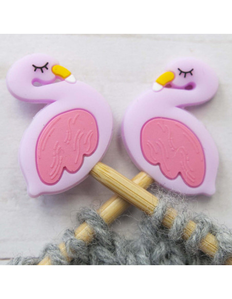 Tampões de malha para agulhas de tricô - Flamingo rosa