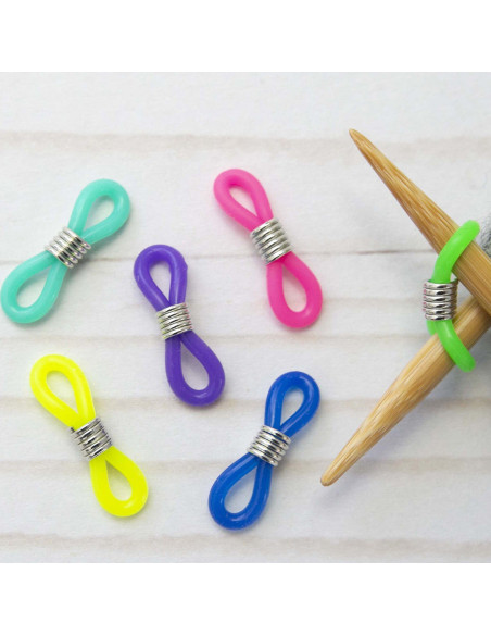 Conjunto de 6 marcadores de malhas multicoloridos para agulhas de tricô