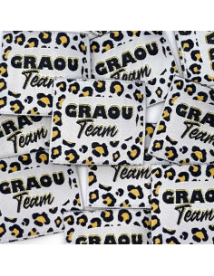 Conjunto de 5 etiquetas tecidas para costurar Graou Team lurex