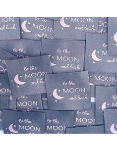 Conjunto de 5 etiquetas tecidas para costurar To the moon and back