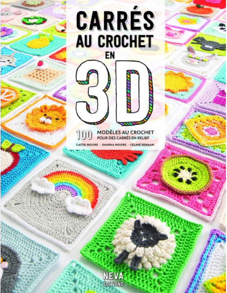 Livro de quadrados de crochê em 3D