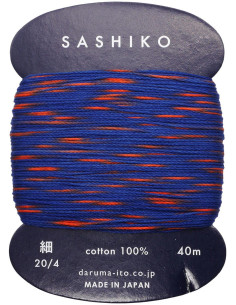 Linha sashiko Daruma Kasuri multicolorida 2 cores 40 m