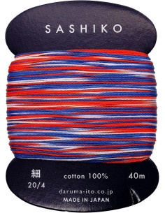 Linha sashiko Daruma Kasuri multicolorida 3 cores 40 m