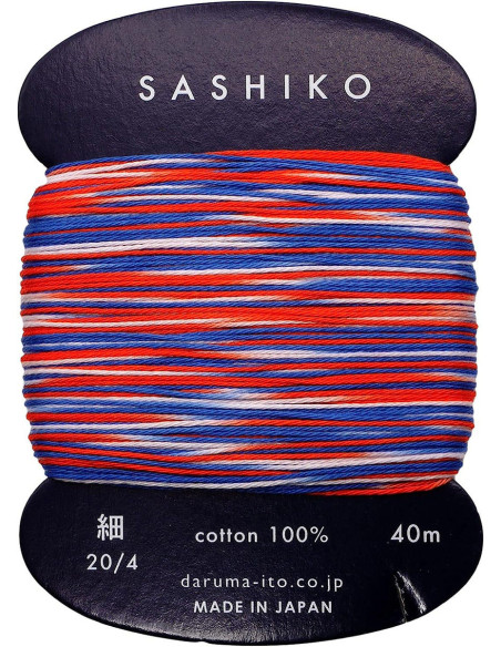Linha sashiko Daruma Kasuri multicolorida 3 cores 40 m