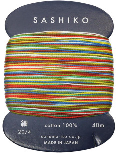 Linha sashiko Daruma Kasuri multicolorida 8 cores 40 m