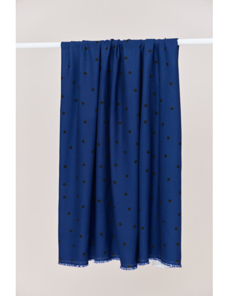 Tecido crepe de viscose Jolly Dots - Azul cobalto