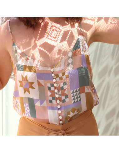 Tecido crepe marroquino de viscose Patchwork Malva - La Maison Naïve
