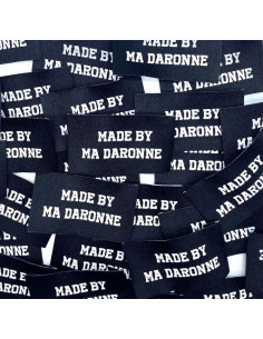 Conjunto de 5 etiquetas tecidas para costurar Made By Ma Daronne - Preto e branco