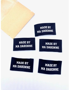 Conjunto de 5 etiquetas tecidas para costurar Made By Ma Daronne - Preto e branco 2
