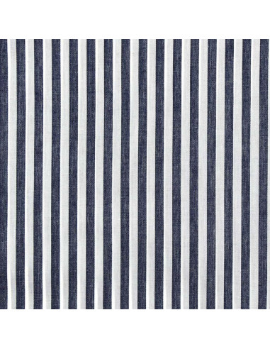 Tecido popelina de algodão - Listras largas - Azul marinho