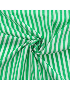 Tecido popelina de algodão - Listras largas - Verde