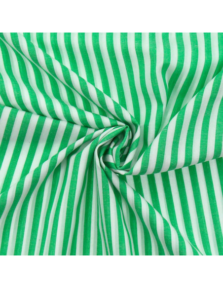 Tecido popelina de algodão - Listras largas - Verde