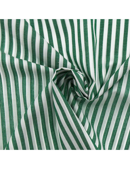 Tecido popelina de algodão - Listras largas - Verde escuro