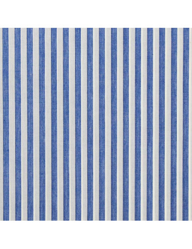 Tecido popeline de algodão - Listras largas - Azul