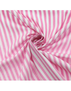 Tecido popelina de algodão - Listras largas - Rosa