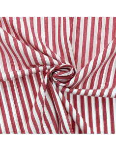Tecido popelina de algodão - Listras largas - Vermelho