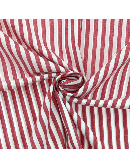 Tecido popelina de algodão - Listras largas - Vermelho