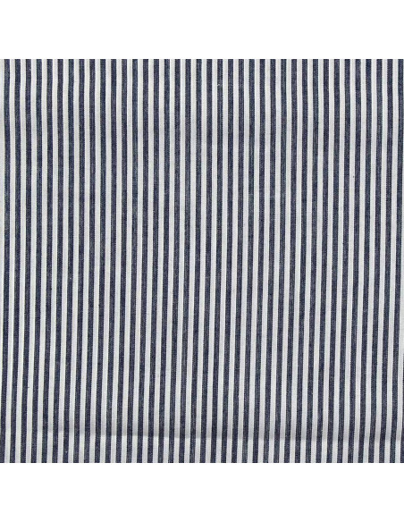 Tecido popelina de algodão - Riscas finas - Azul marinho