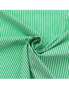 Tecido popelina de algodão - Riscas finas - Verde