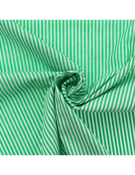 Tecido popelina de algodão - Riscas finas - Verde