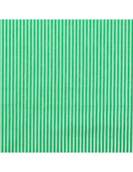 Tecido popelina de algodão - Riscas finas - Verde