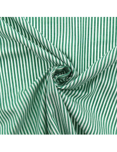 Tecido popelina de algodão - Riscas finas - Verde escuro