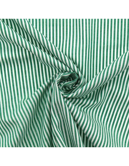 Tecido popelina de algodão - Riscas finas - Verde escuro
