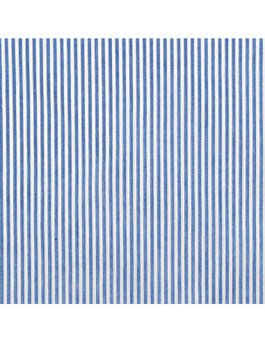 Tecido popelina de algodão - Riscas finas - Azul