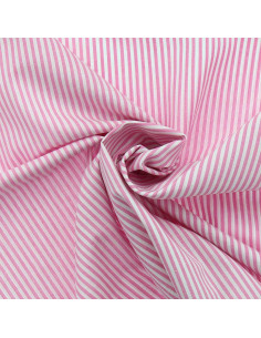 Tecido popelina de algodão - Riscas finas - Rosa