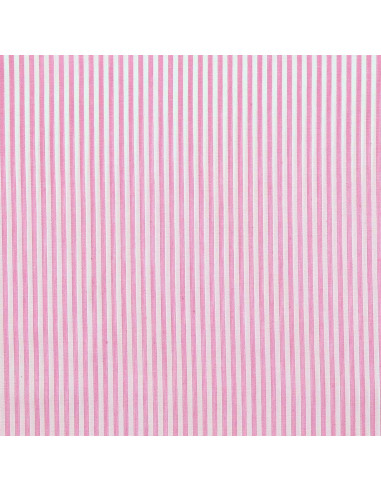 Tecido popelina de algodão - Riscas finas - Rosa