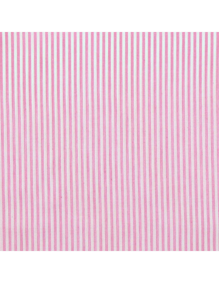 Tecido popelina de algodão - Riscas finas - Rosa