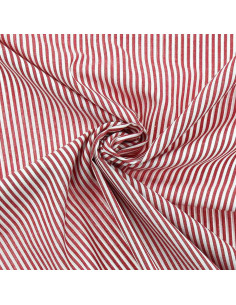 Tecido popelina de algodão - Riscas finas - Vermelho